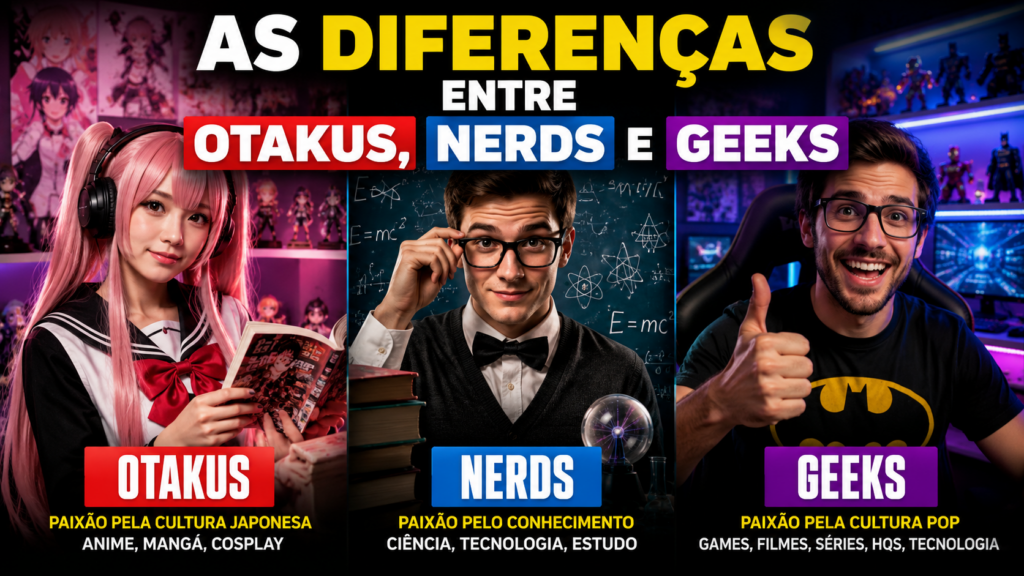As diferenças entre otakus nerds e geeks