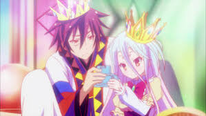 Sora e Shiro, a dupla Blank, em cena de No Game No Life
